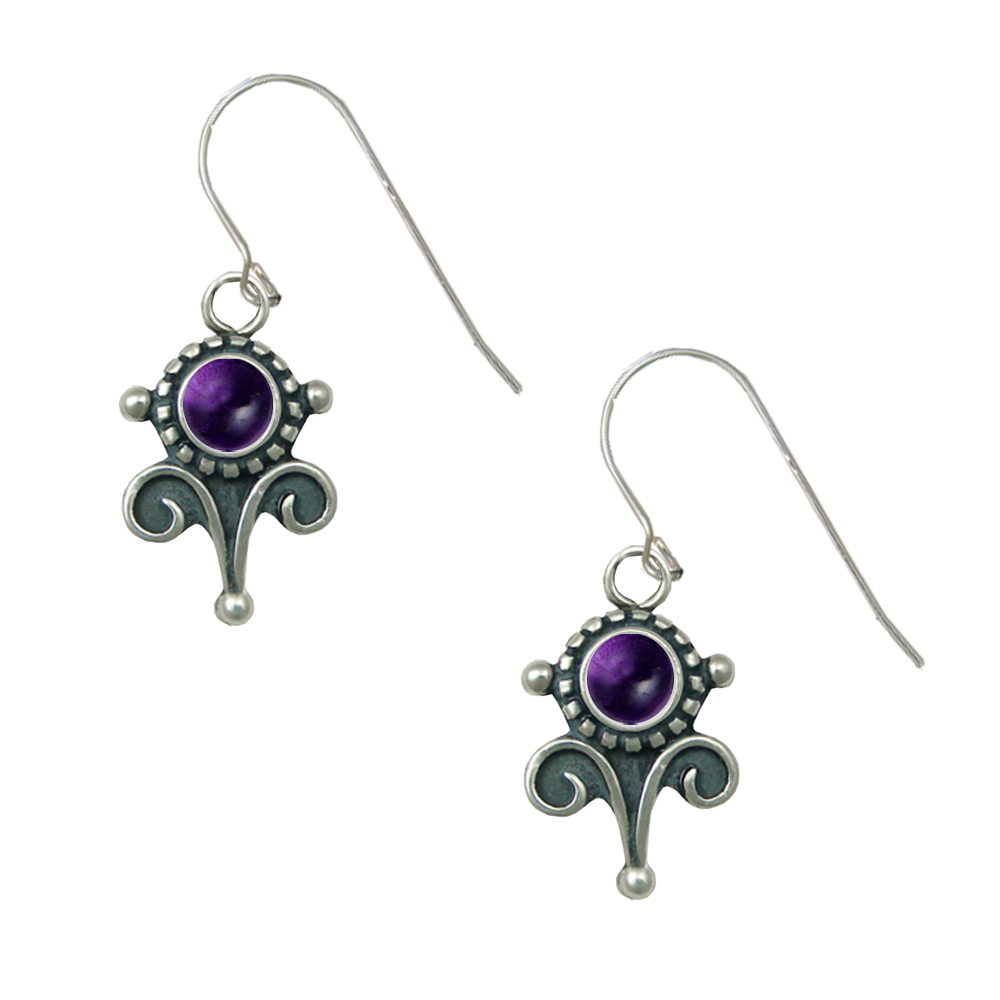 Sterling Silver Petite Amethyst Gemstone Drop Dangle Earrings